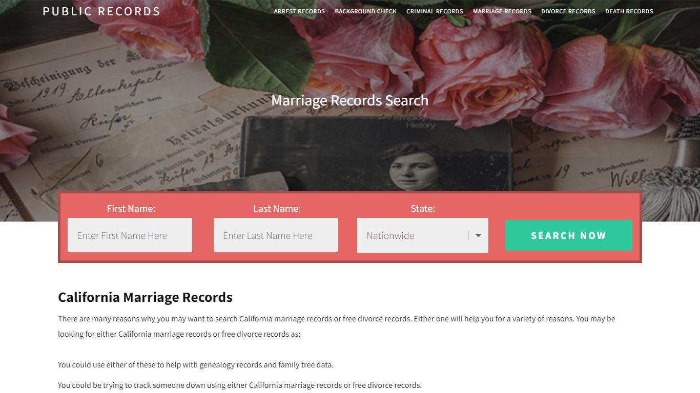 California Marriage Records | Enter Name and Search. 14Days Free
